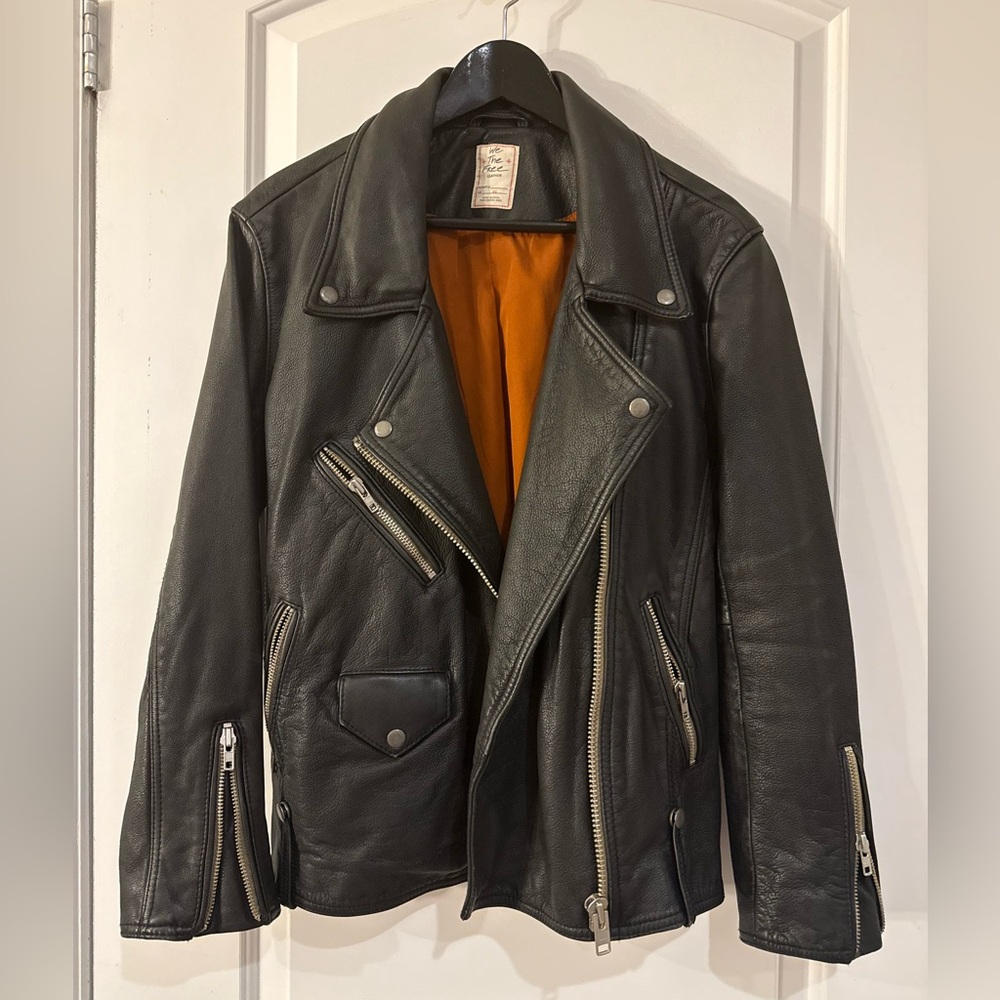 We The Free Jealousy Black Leather Moto Jacket XS